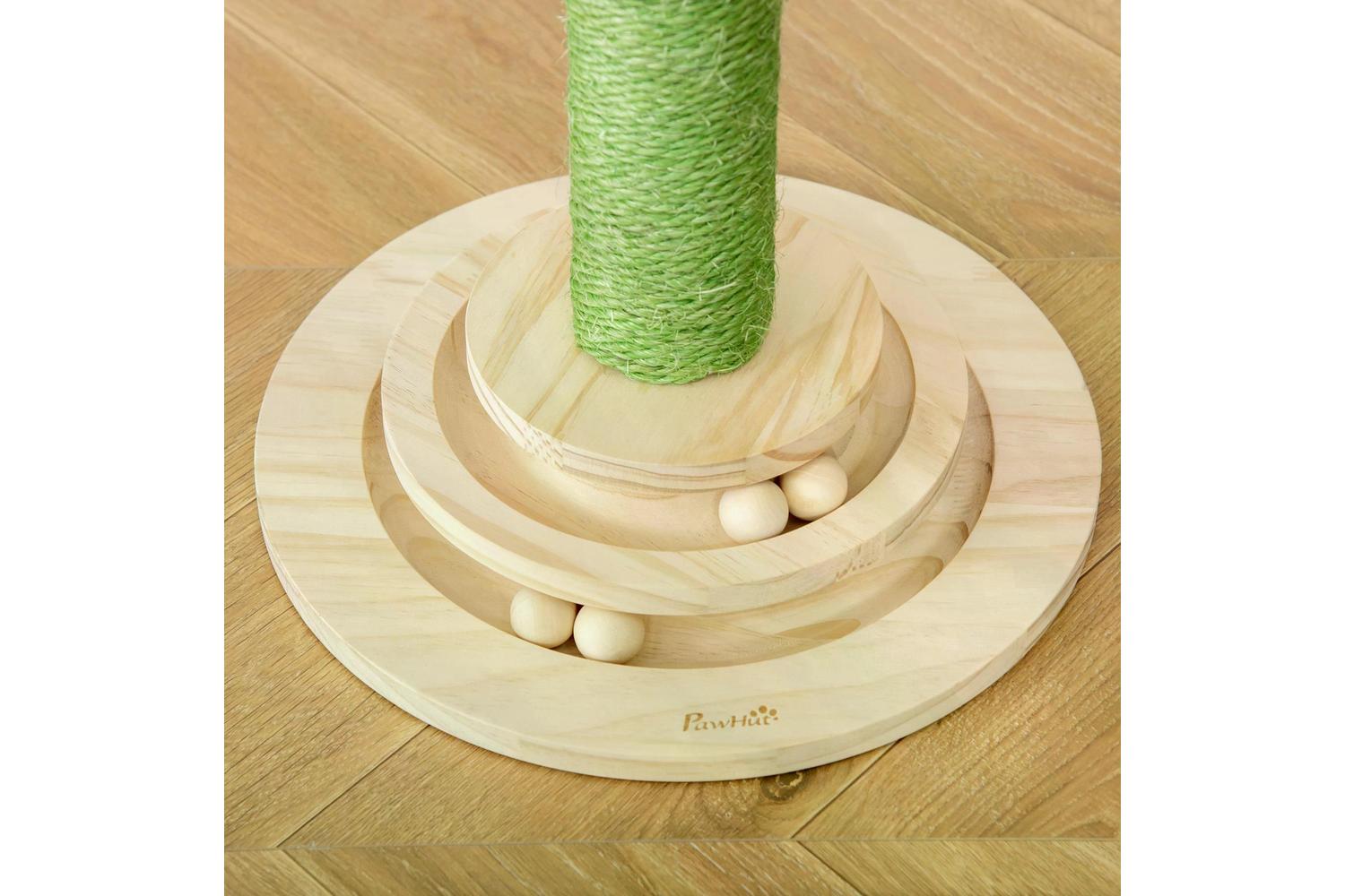 PawHut D30-453 Cactus Sisal Scratching Post Cat Tree | Green/Natural-7
