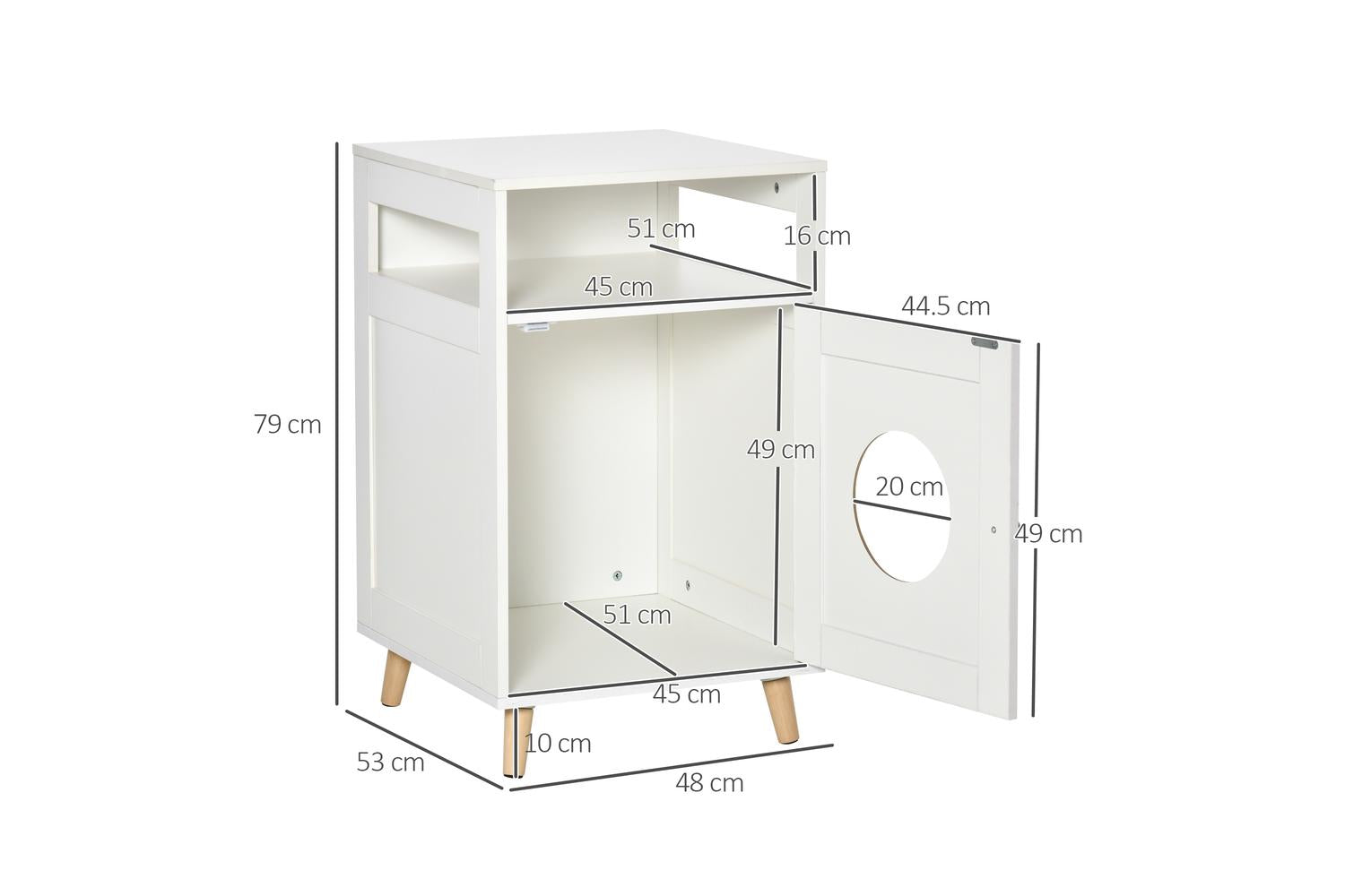 PawHut D31-029V01 Cat Litter Multiple Storage Box | White-2