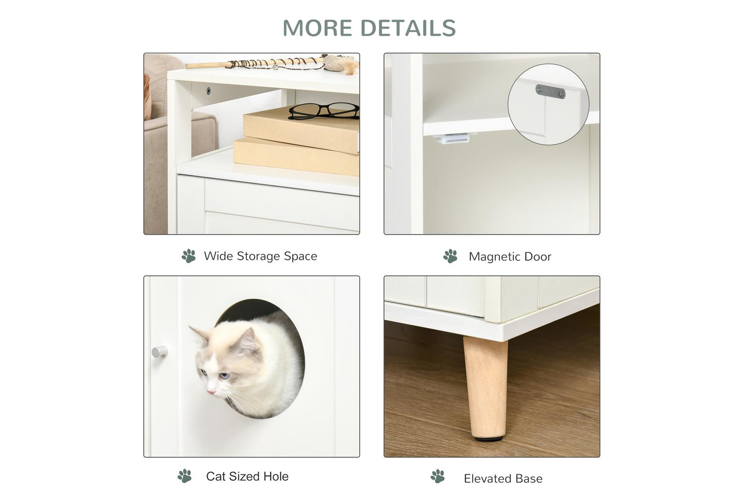 PawHut D31-029V01 Cat Litter Multiple Storage Box | White-5