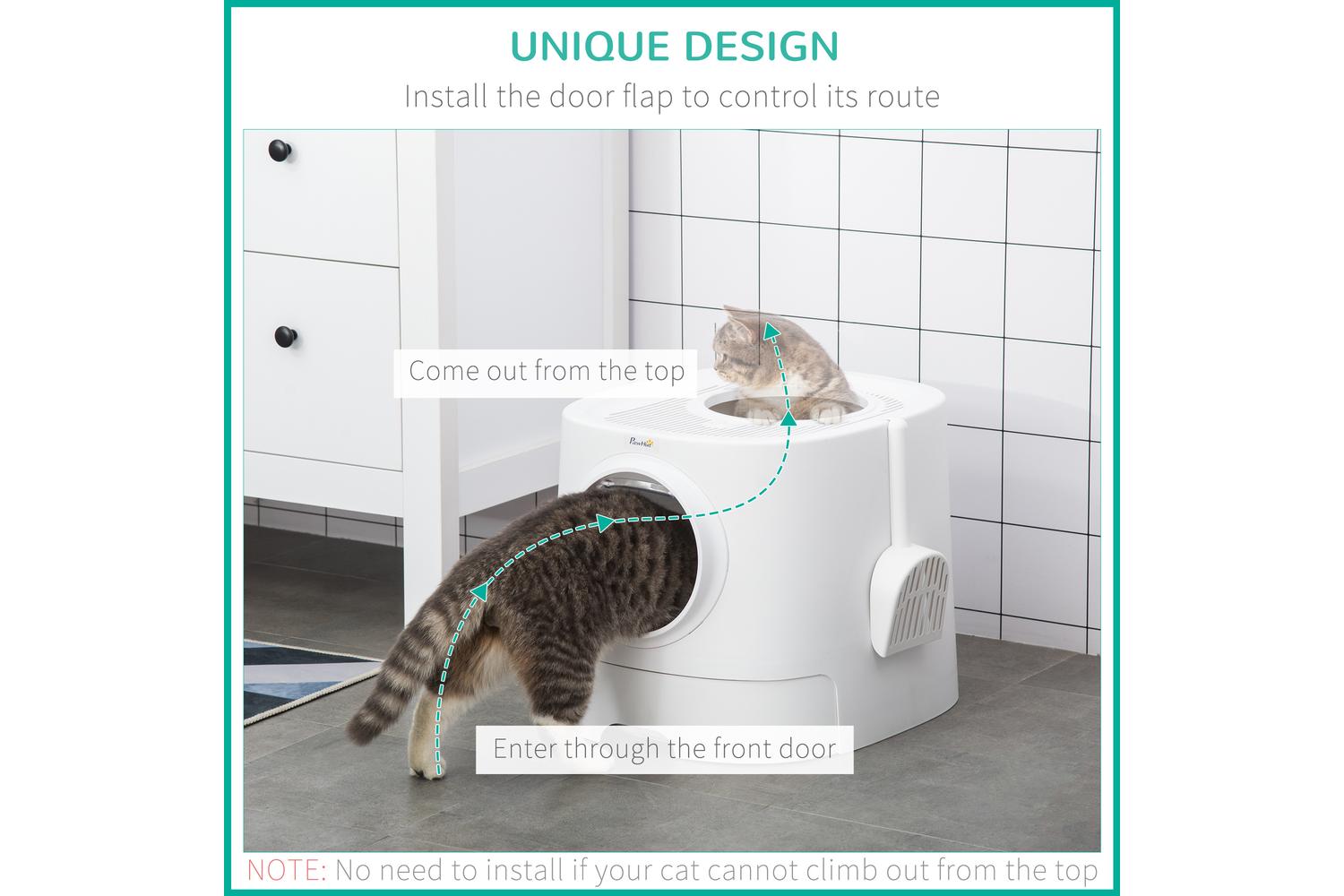 PawHut D31-048 Portable Cat Litter Tray Box | White-5
