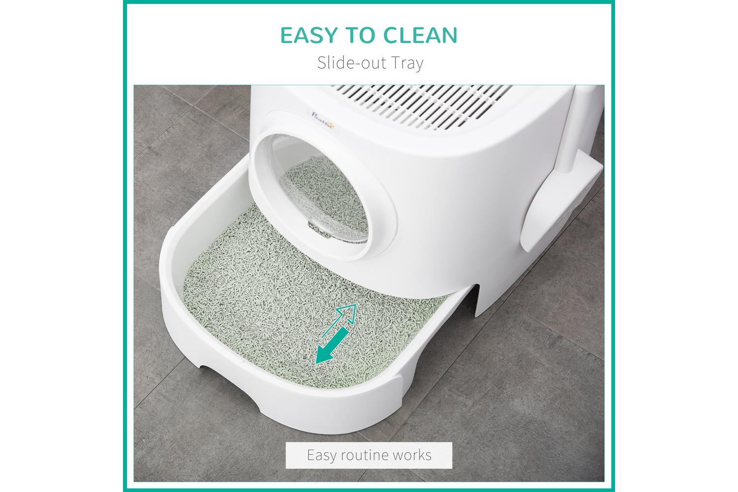 PawHut D31-048 Portable Cat Litter Tray Box | White-6
