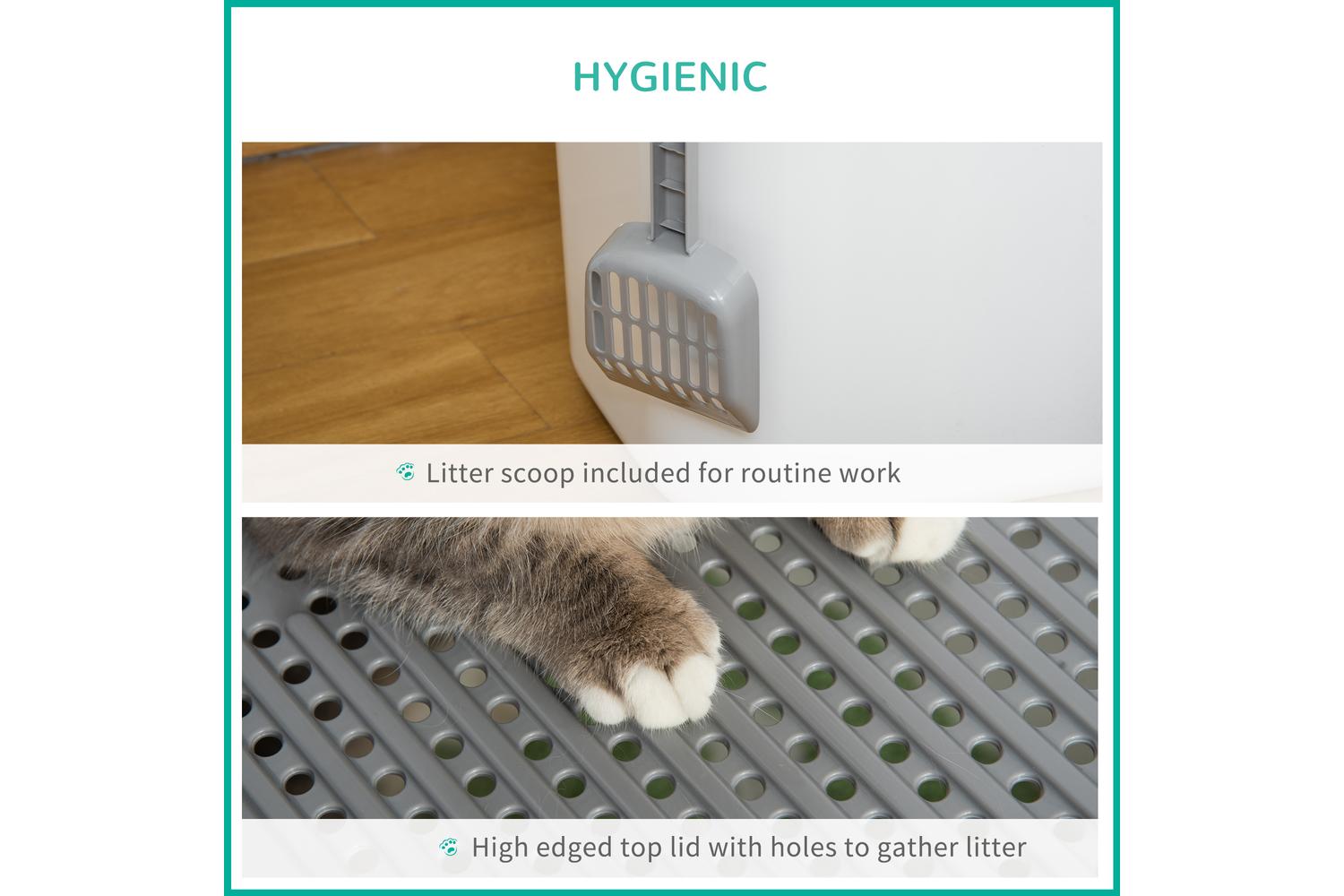 PawHut D31-049 Cat Litter Tray Box | White-3