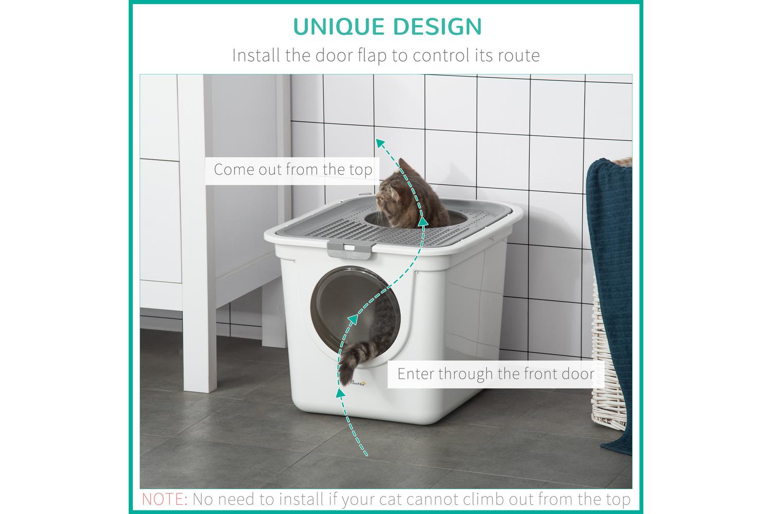 PawHut D31-049 Cat Litter Tray Box | White-5