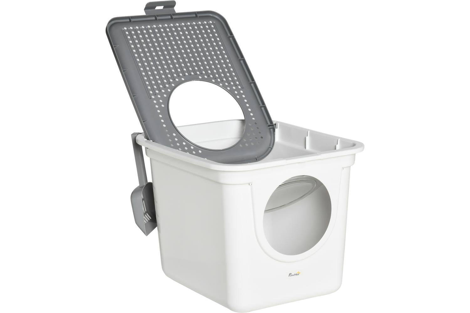 PawHut D31-049 Cat Litter Tray Box | White-6