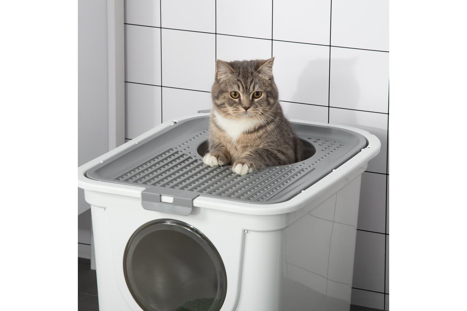PawHut D31-049 Cat Litter Tray Box | White-7