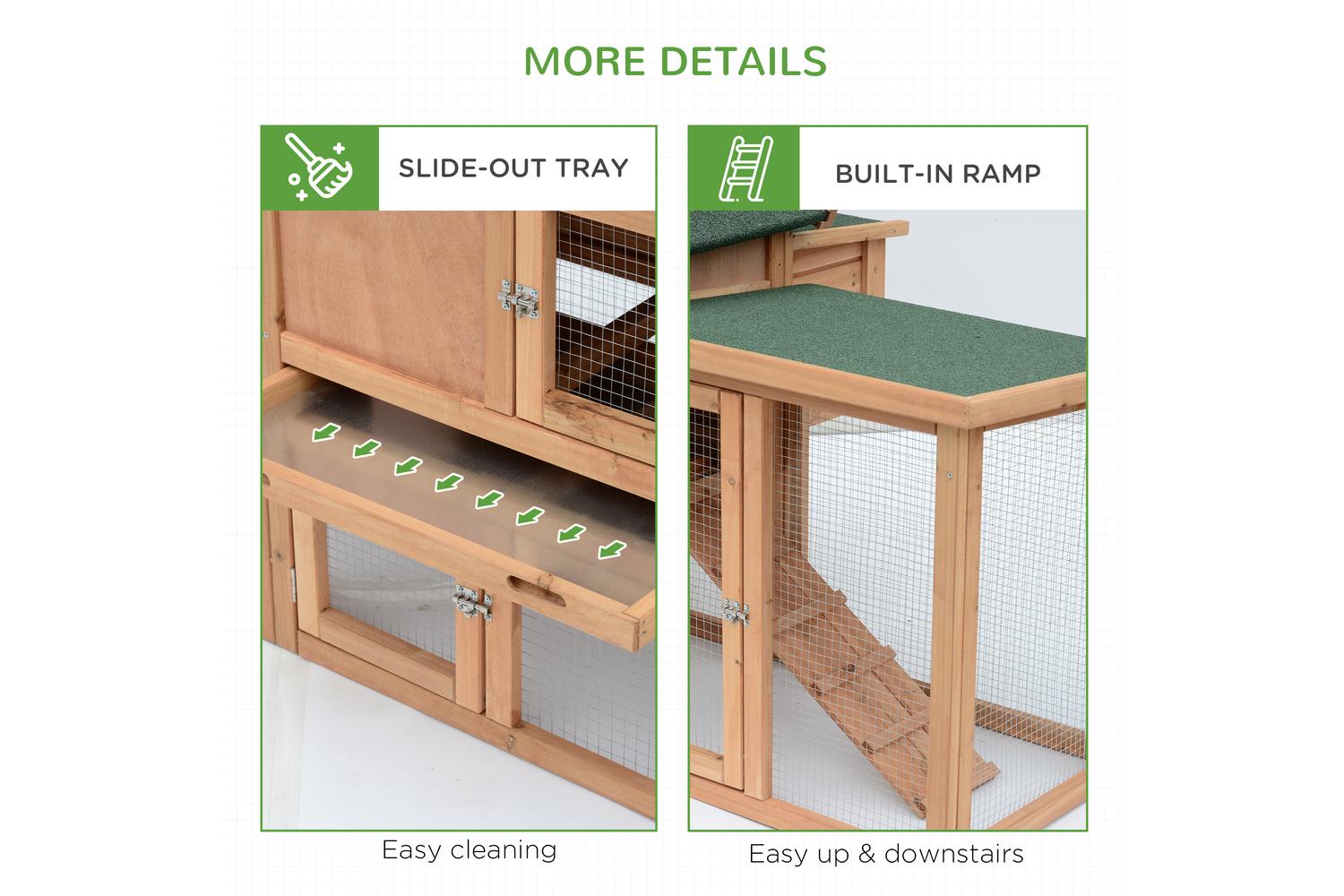 PawHut D51-050 Wooden Backyard Hen Cage House with Nesting Box Run-6