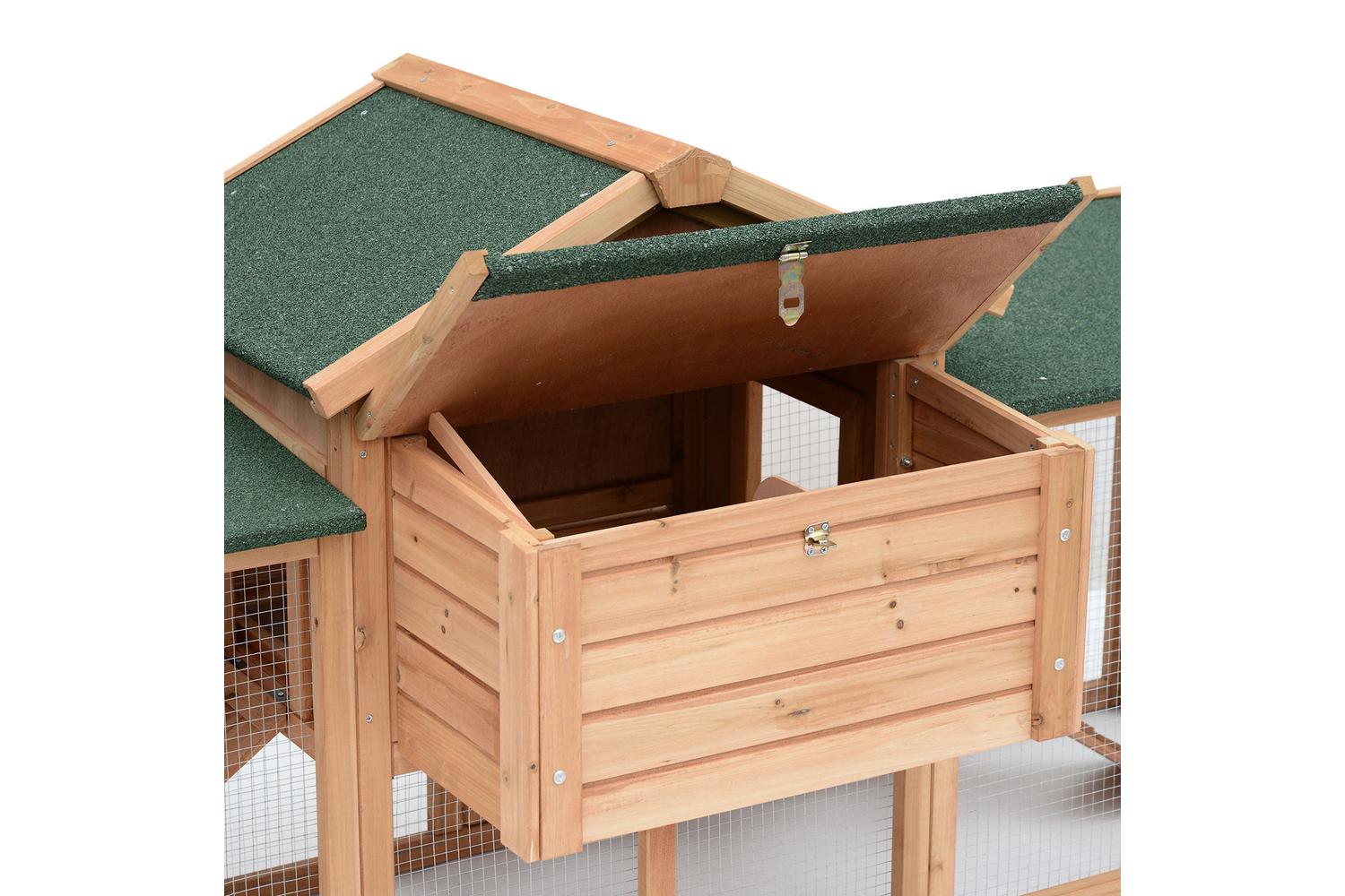PawHut D51-050 Wooden Backyard Hen Cage House with Nesting Box Run-8