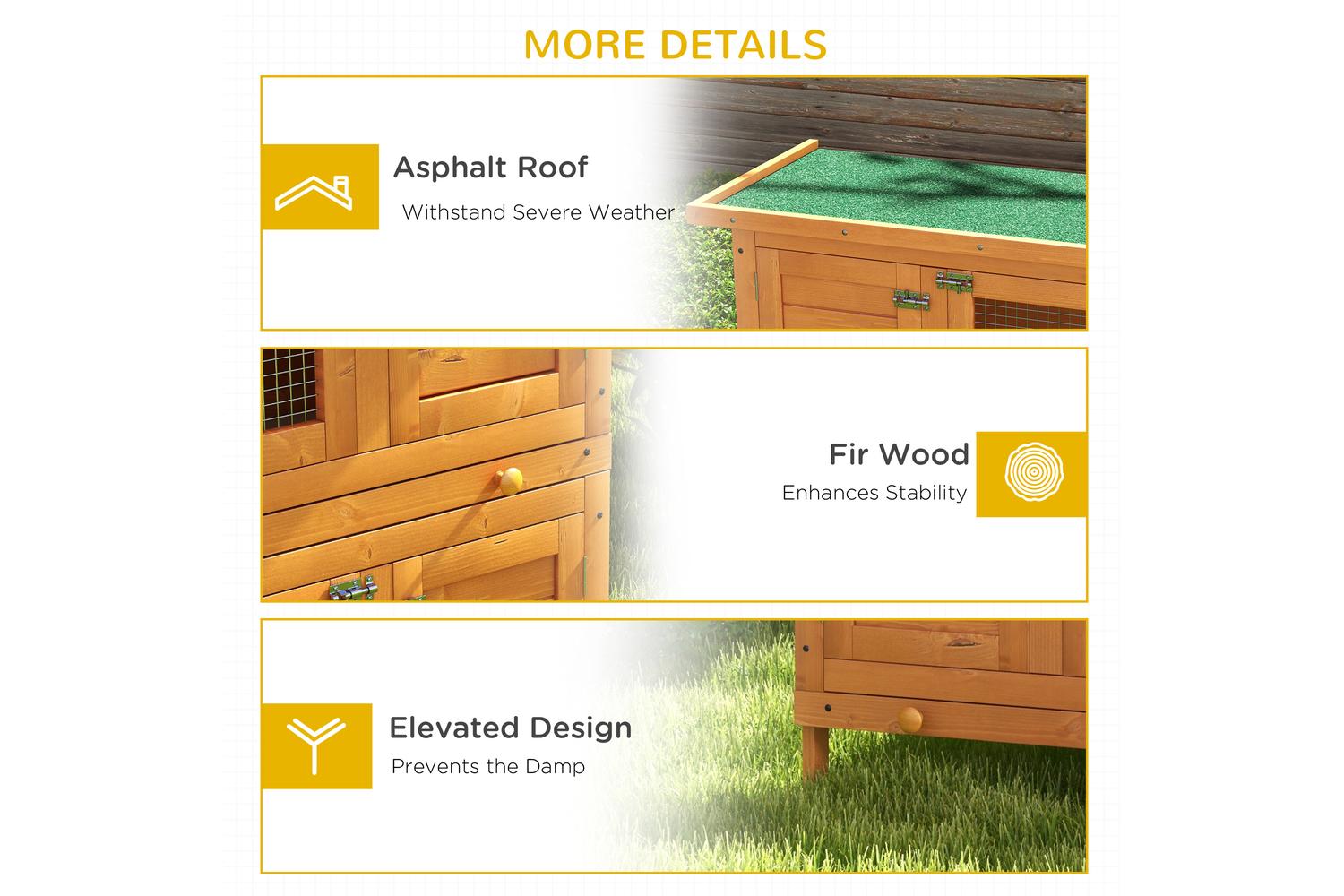 PawHut D51-069 2 Tiers Rabbit Hutch |  90cm-6