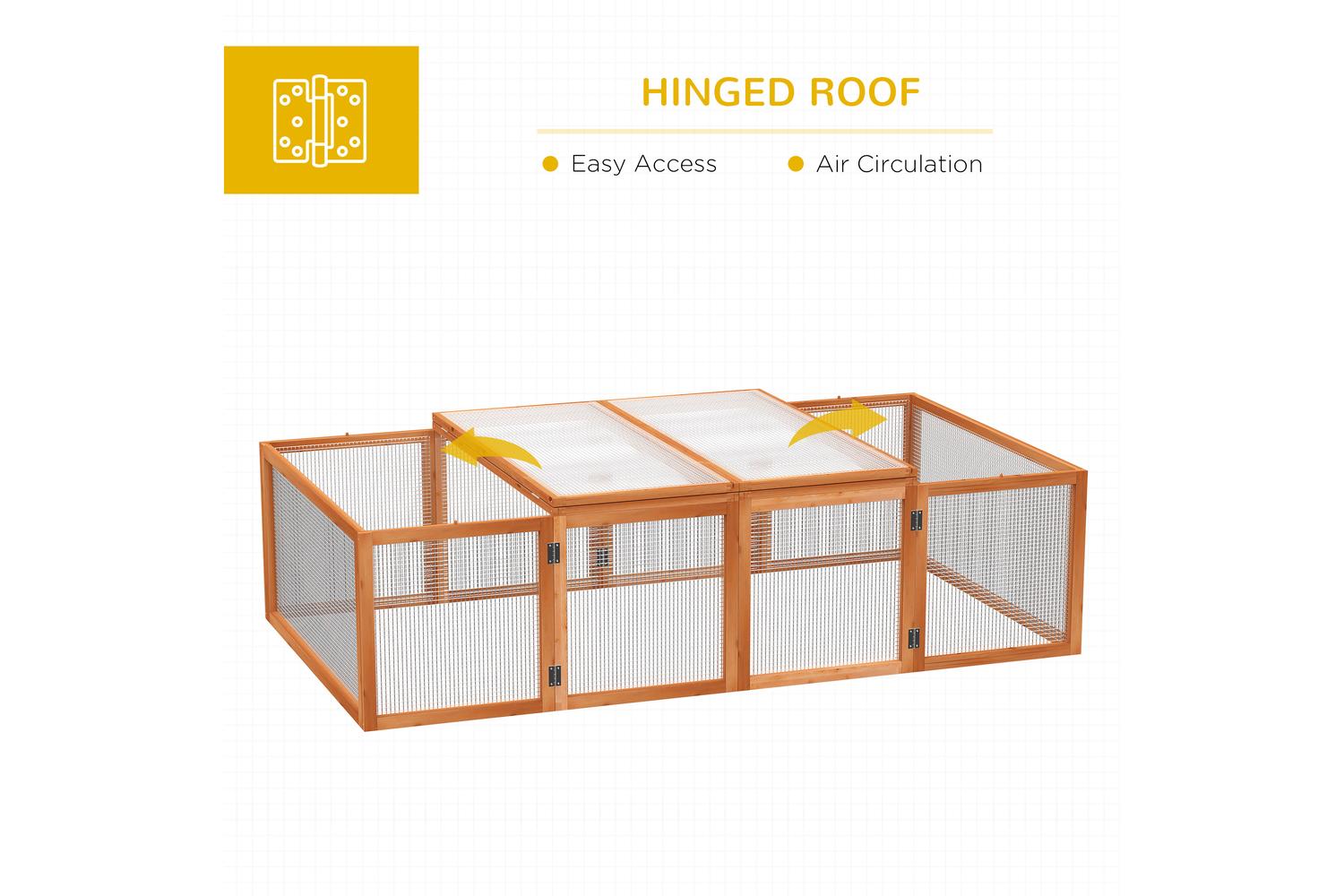 PawHut D51-090 Rabbit Hutch with Mesh Wire | Wood-3
