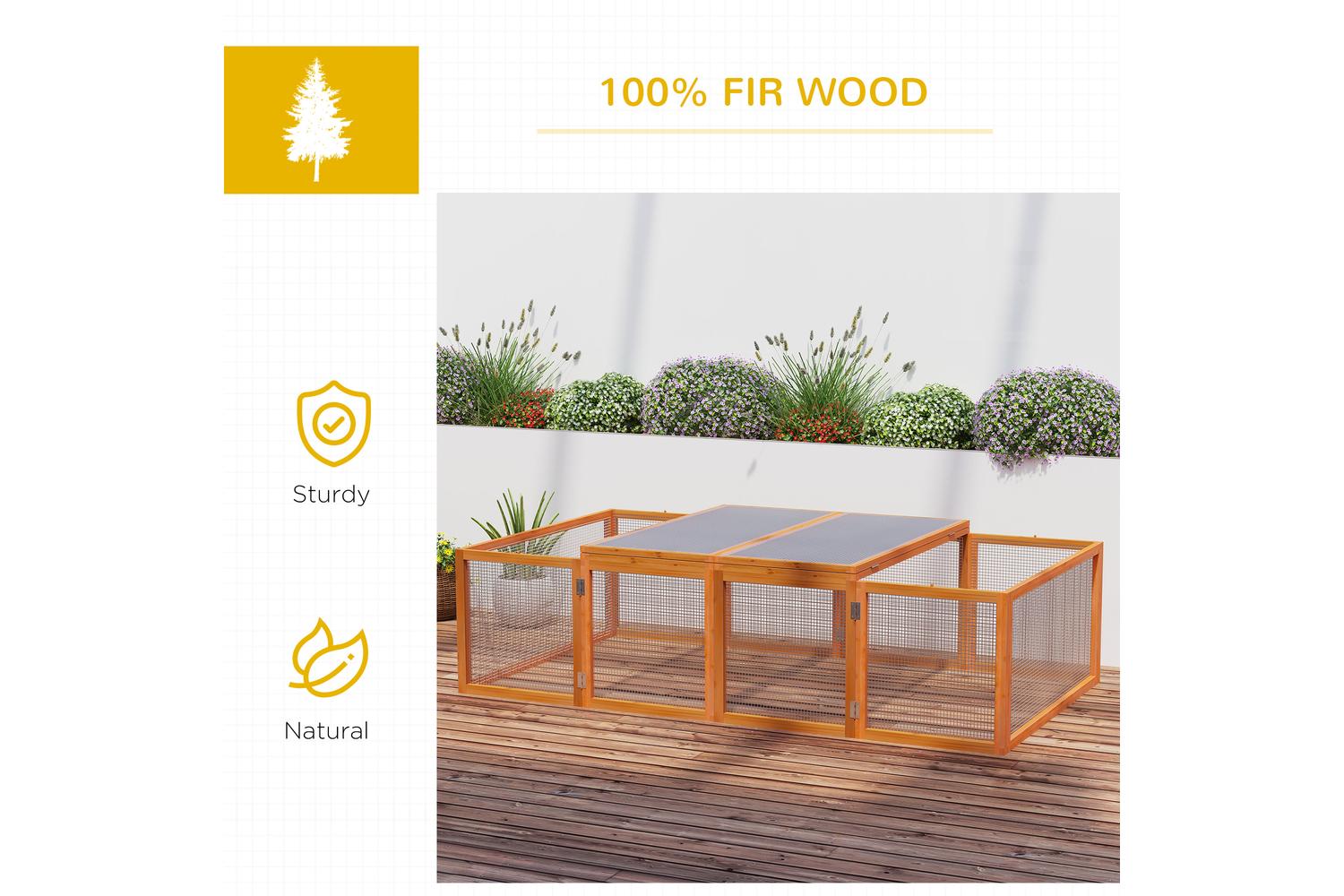 PawHut D51-090 Rabbit Hutch with Mesh Wire | Wood-4