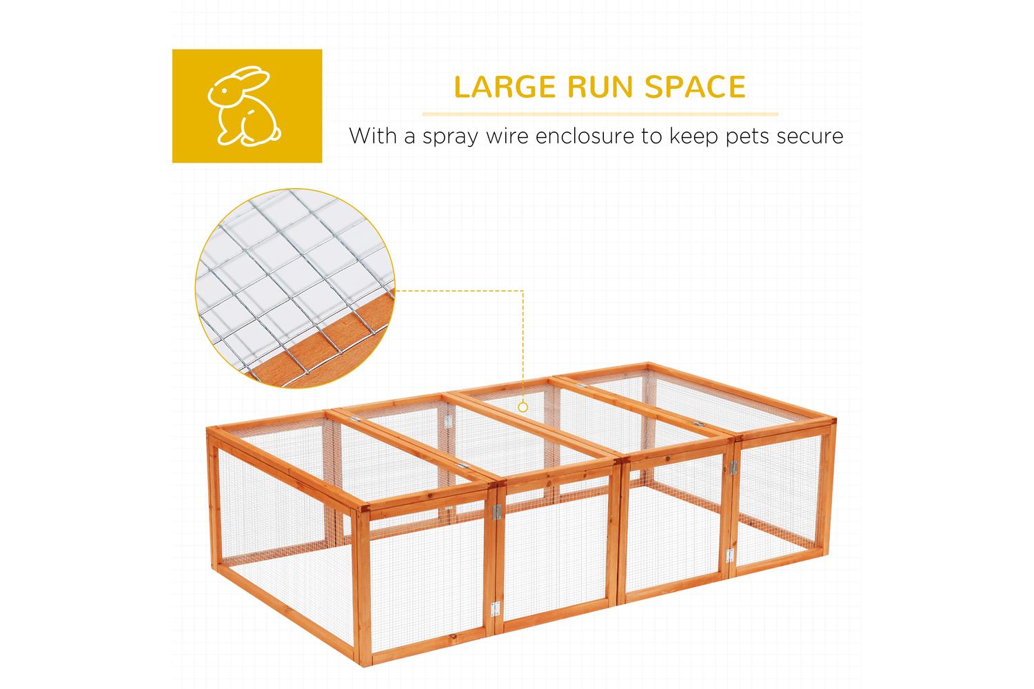 PawHut D51-090 Rabbit Hutch with Mesh Wire | Wood-5
