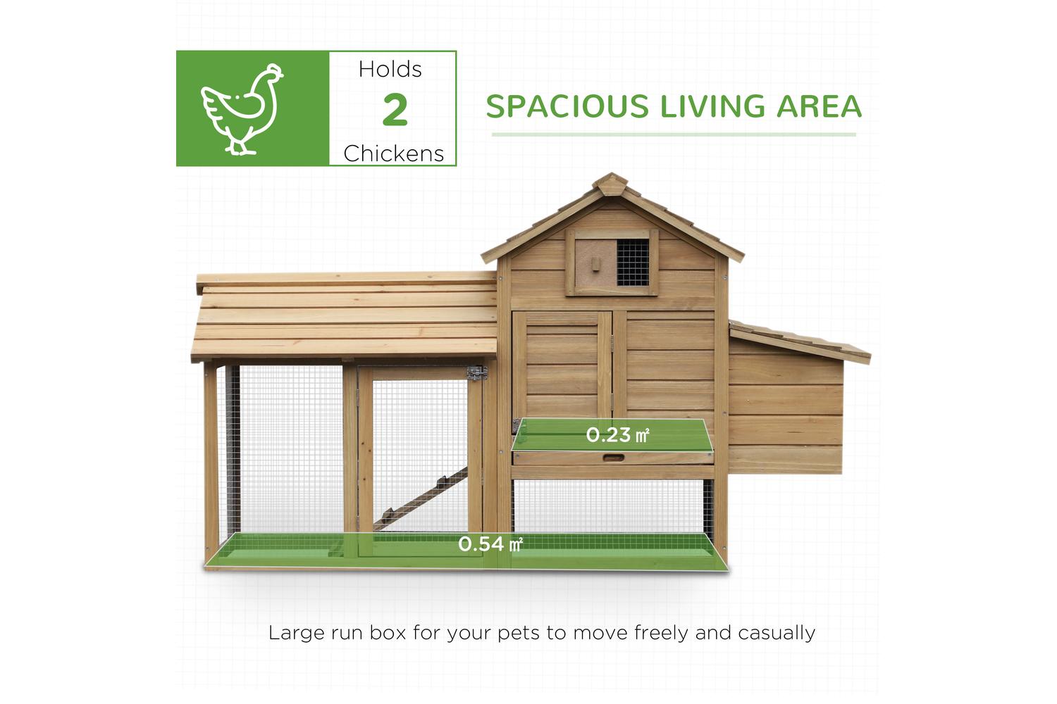 PawHut D51-108 Large Chicken Coop Hen Cage with Outdoor Run-3
