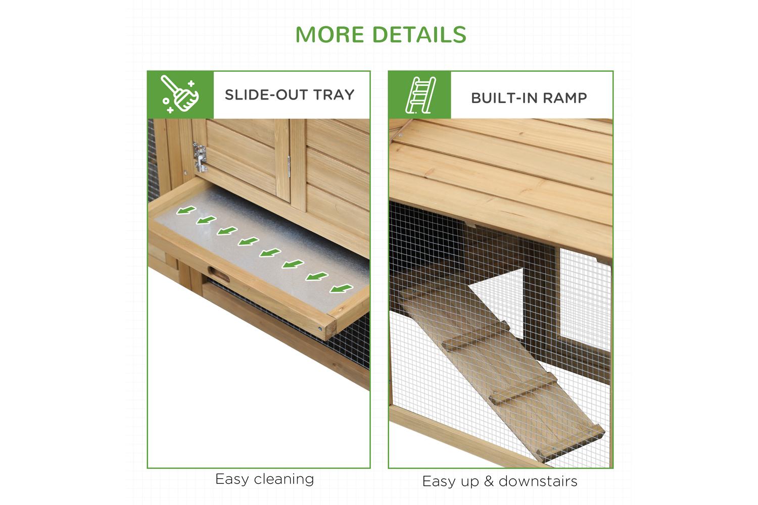 PawHut D51-108 Large Chicken Coop Hen Cage with Outdoor Run-6