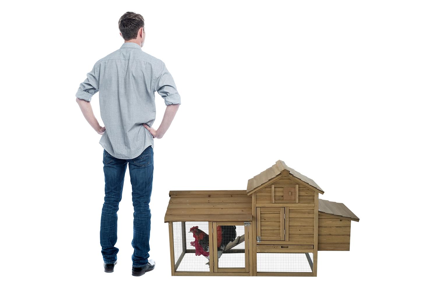 PawHut D51-108 Large Chicken Coop Hen Cage with Outdoor Run-7