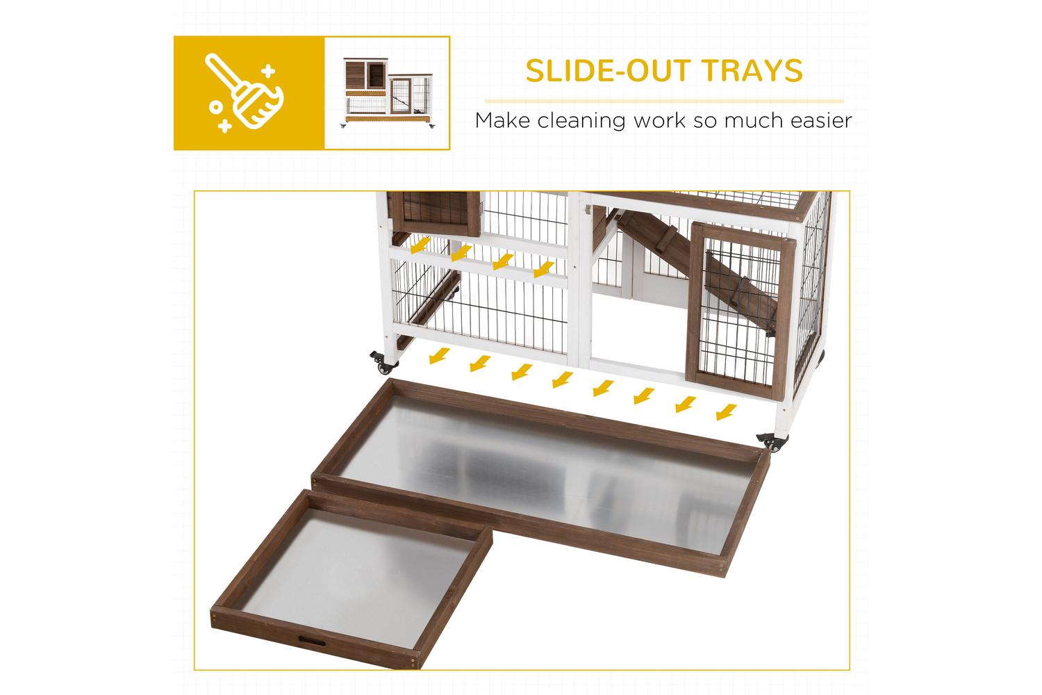 PawHut D51-125BN Wooden Indoor Rabbit Hutch | Brown-5