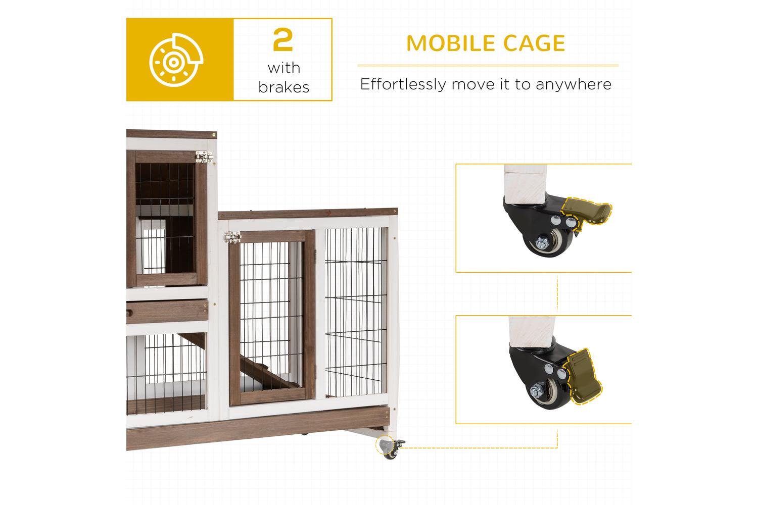 PawHut D51-125BN Wooden Indoor Rabbit Hutch | Brown-6