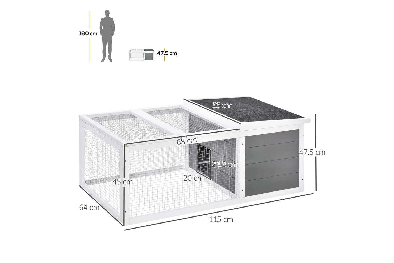 PawHut D51-195 Rabbit Hutch Small Animal Cage-2