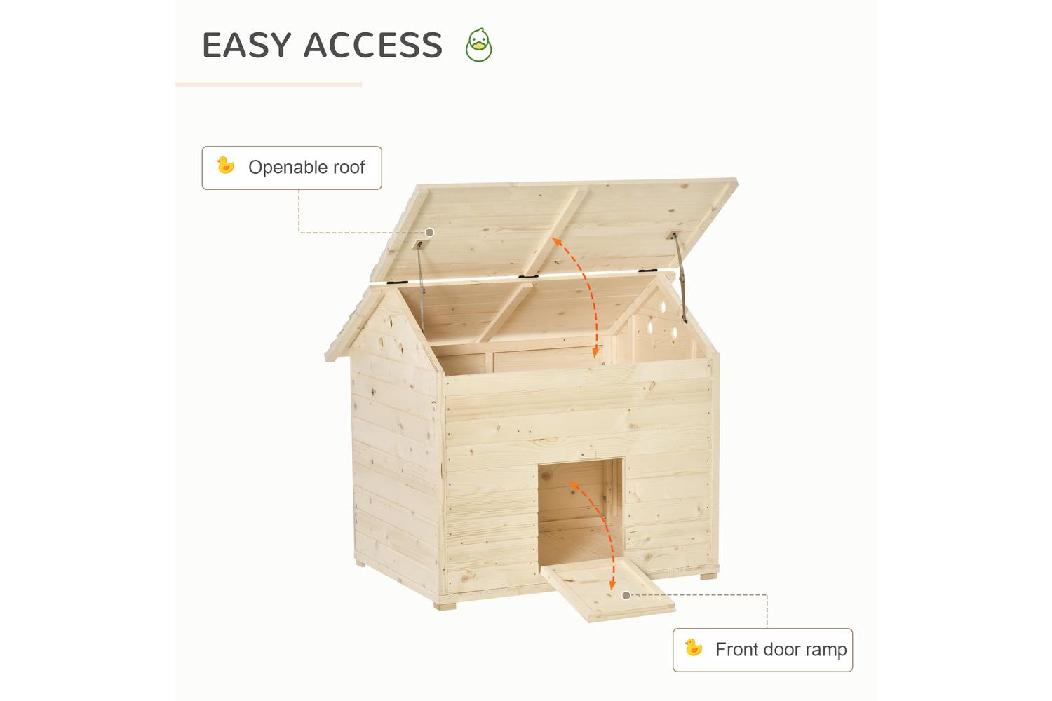PawHut D51-200 Wooden Duck House Poultry Coop | Natural-3