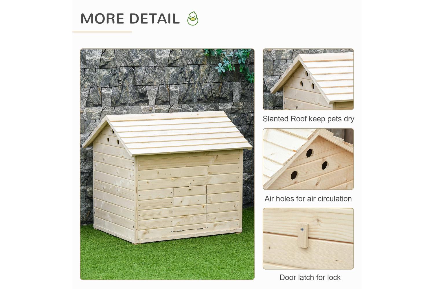 PawHut D51-200 Wooden Duck House Poultry Coop | Natural-6