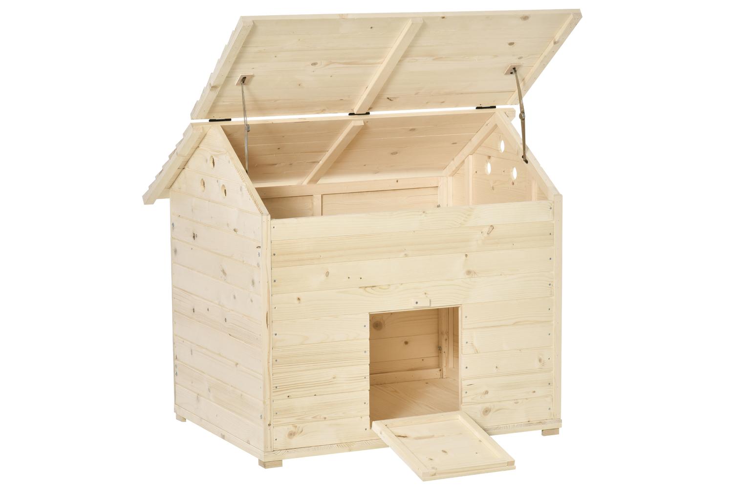 PawHut D51-200 Wooden Duck House Poultry Coop | Natural-7