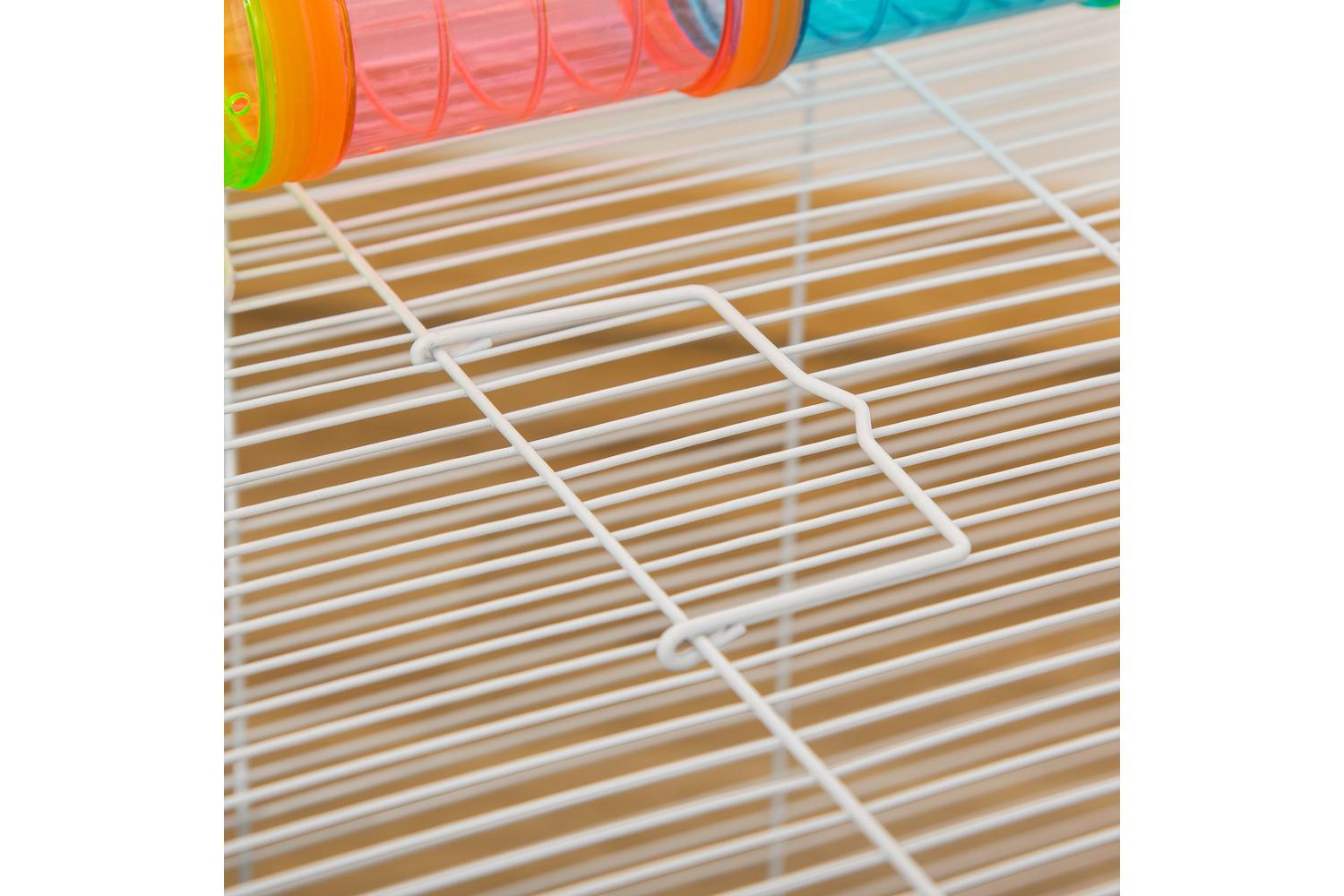 PawHut D51-234BU Hamster Cage with Tubes Tunnel Three-Level | Blue-8