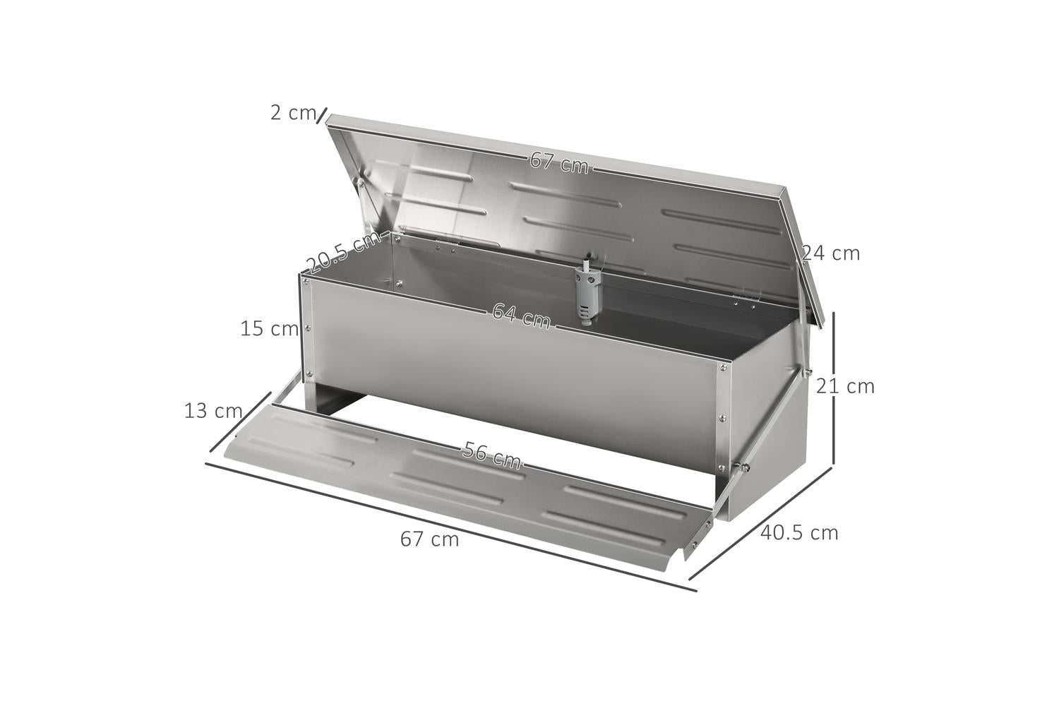 PawHut D51-238 Automatic Chicken Feeder with Self Opening Treadle & Lid | Sliver-2