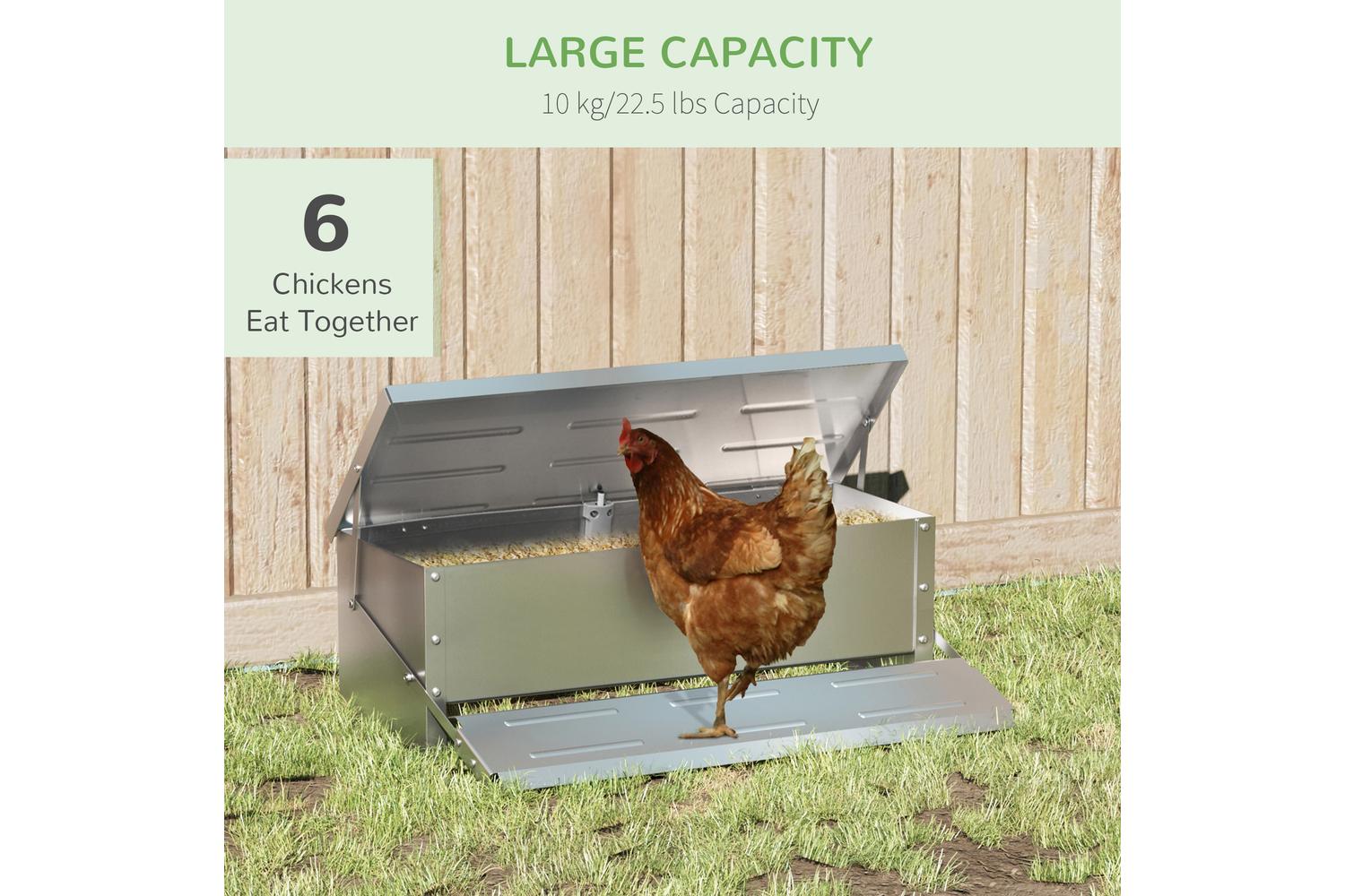 PawHut D51-238 Automatic Chicken Feeder with Self Opening Treadle & Lid | Sliver-3