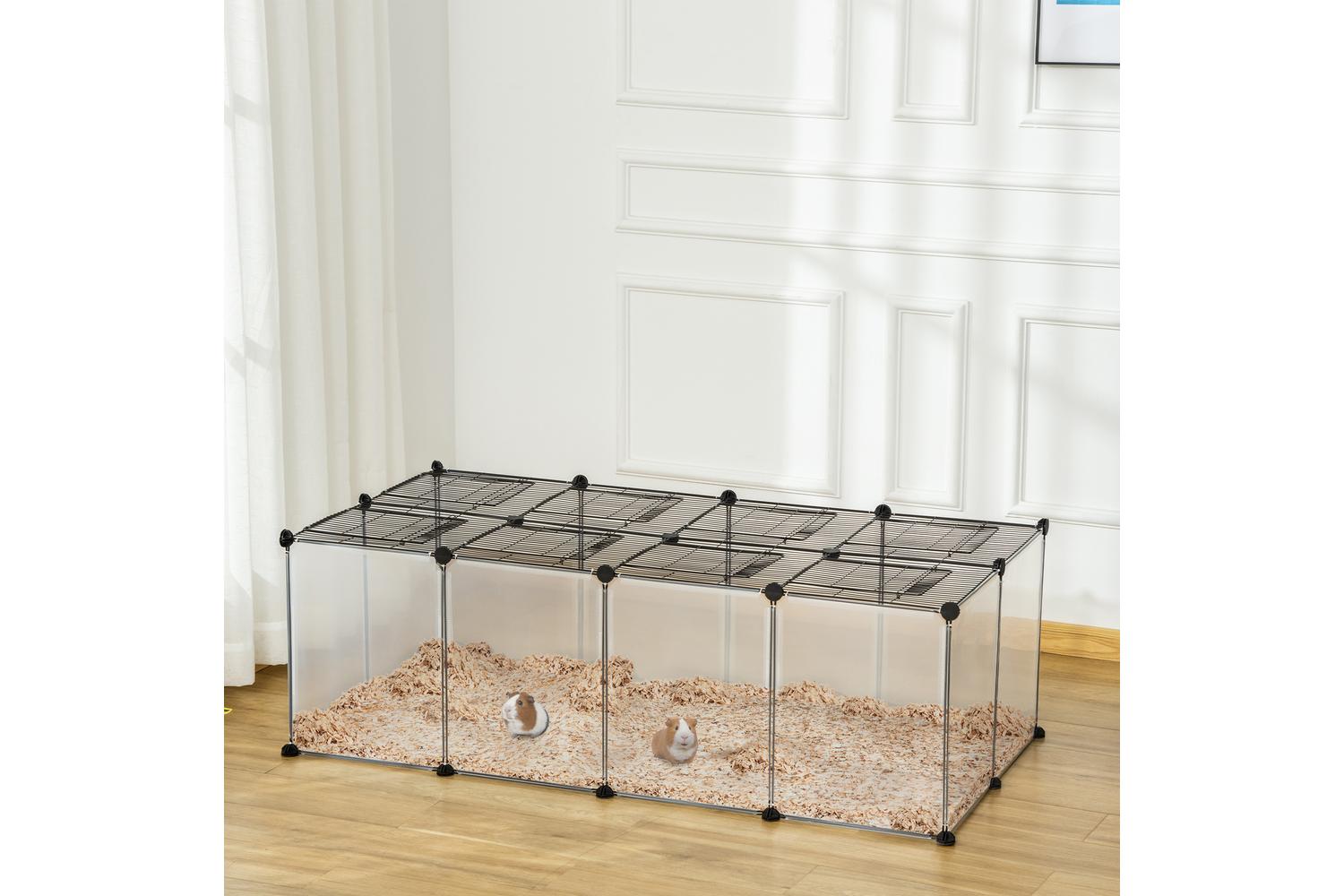 PawHut D51-257 DIY Pet Playpen with Door Bottom 28 Panels | Transparent