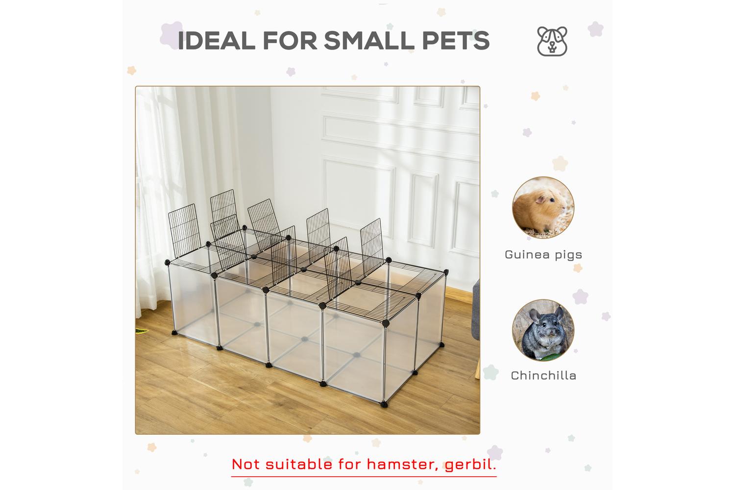 PawHut D51-257 DIY Pet Playpen with Door Bottom 28 Panels | Transparent-3