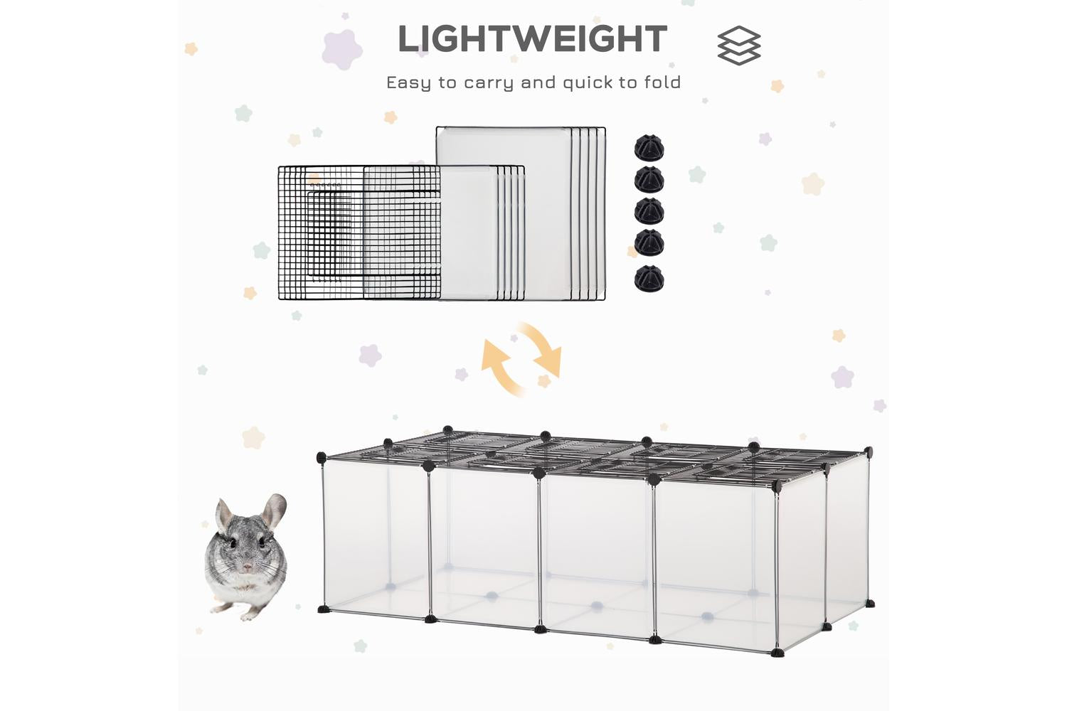 PawHut D51-257 DIY Pet Playpen with Door Bottom 28 Panels | Transparent-5