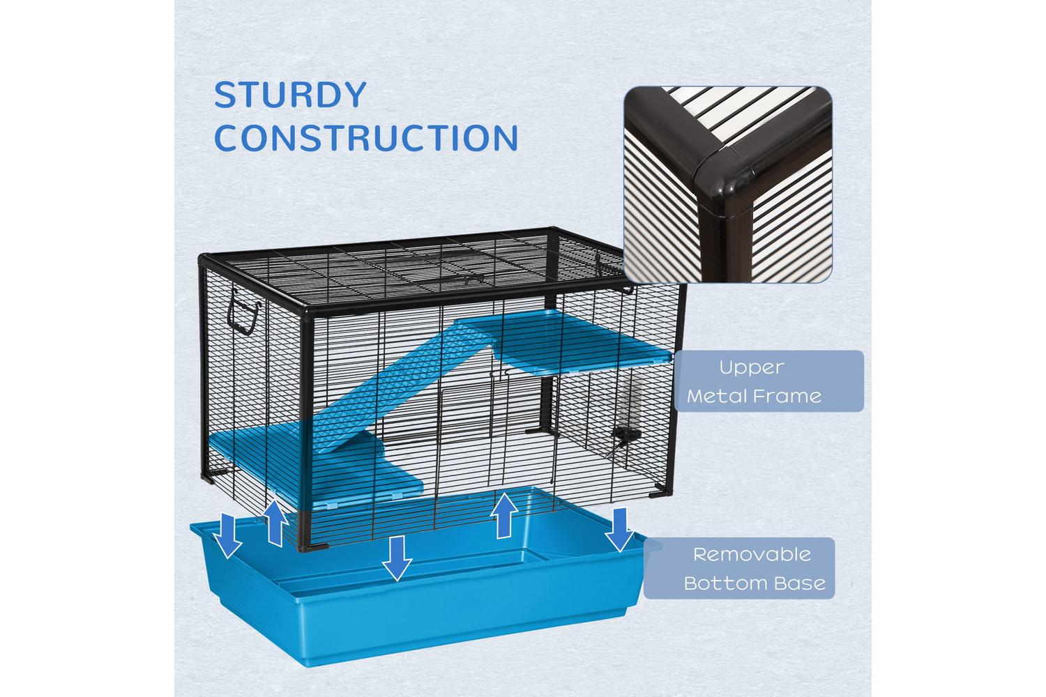 PawHut D51-276LB Small Animal Cage | Light Blue-5