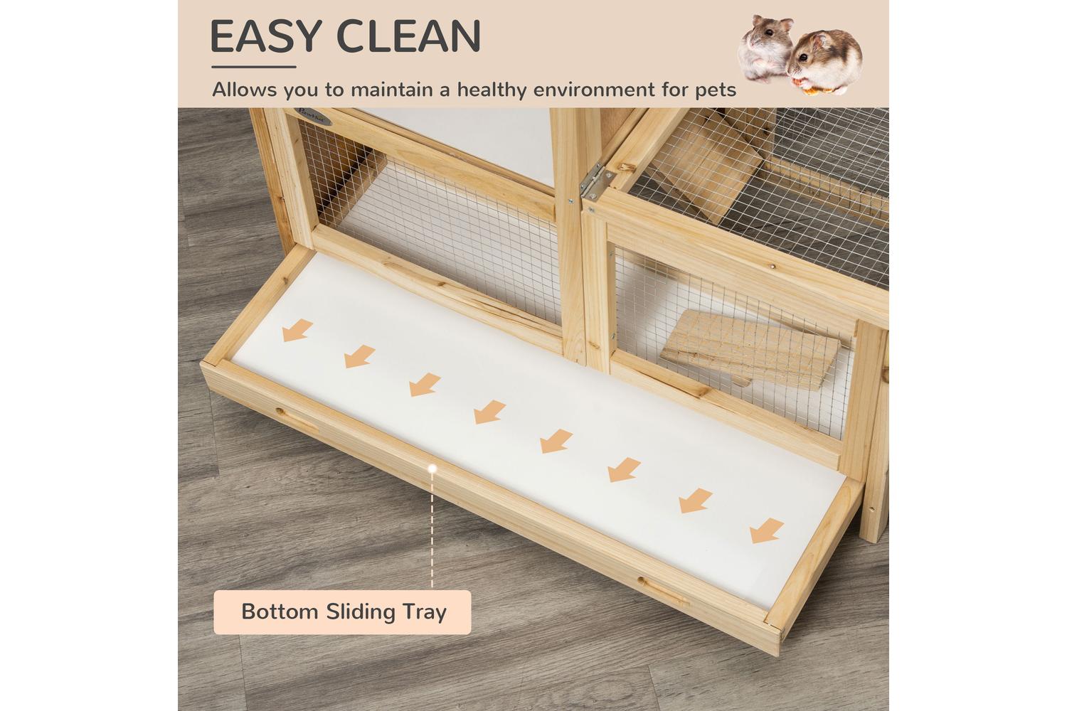 PawHut D51-285 Wooden Hamster Cage | Natural-3
