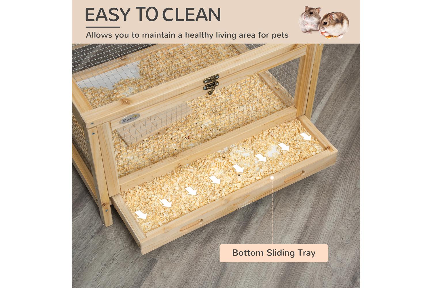 PawHut D51-297 Wooden Hamster Cage | Natural-4