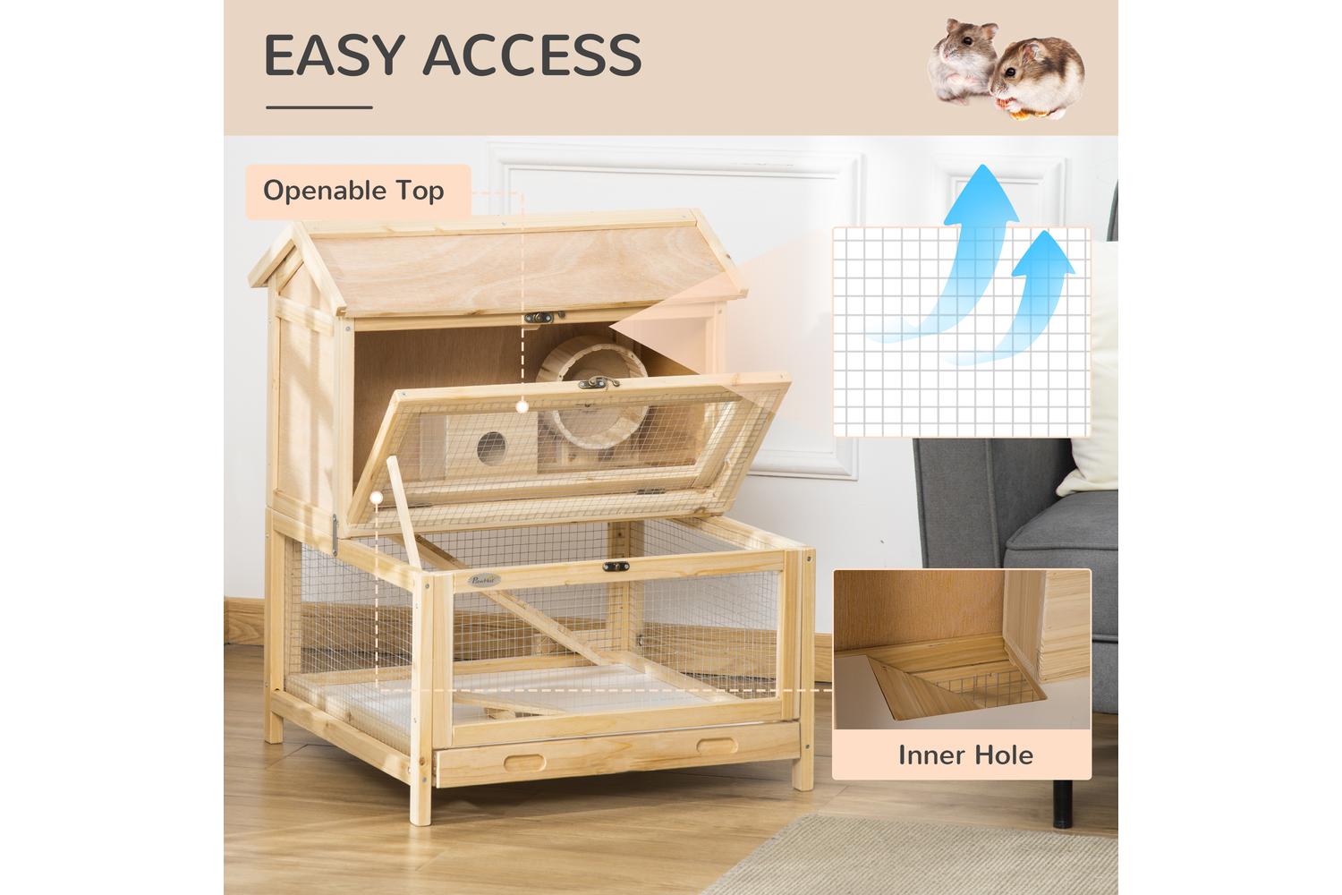 PawHut D51-297 Wooden Hamster Cage | Natural-5