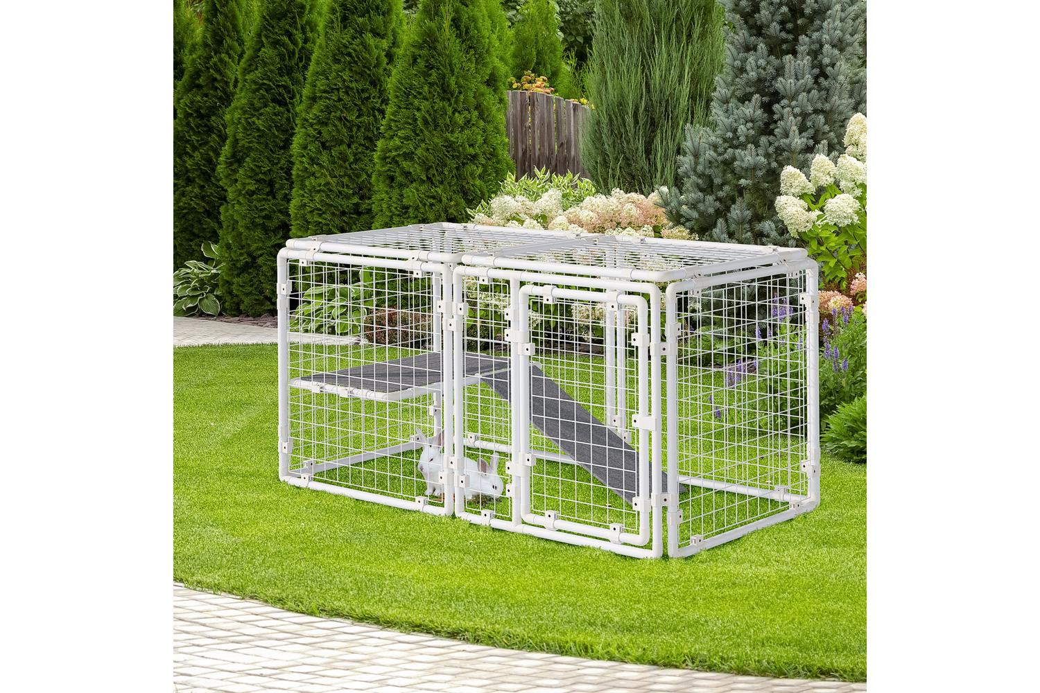 PawHut D51-322 Large Bunny Cage with Door | 9 Pieces