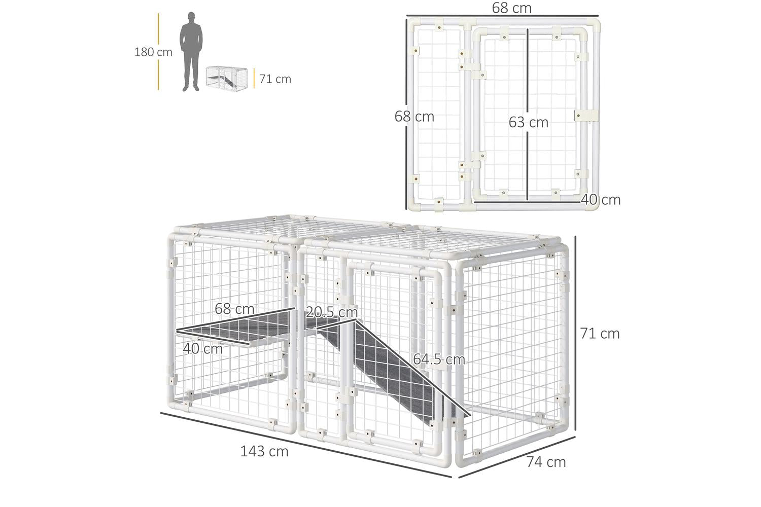 PawHut D51-322 Large Bunny Cage with Door | 9 Pieces-2