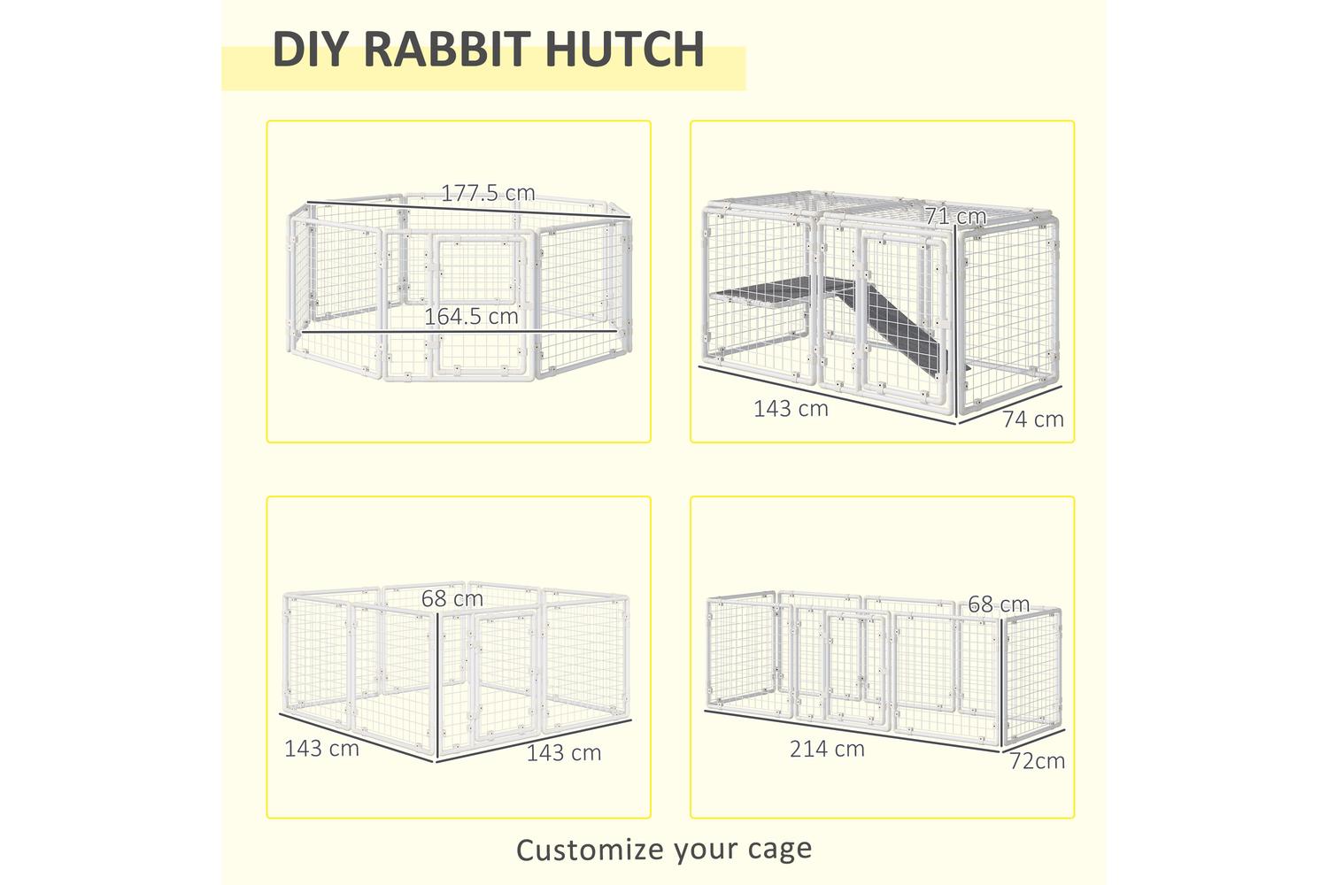 PawHut D51-322 Large Bunny Cage with Door | 9 Pieces-3