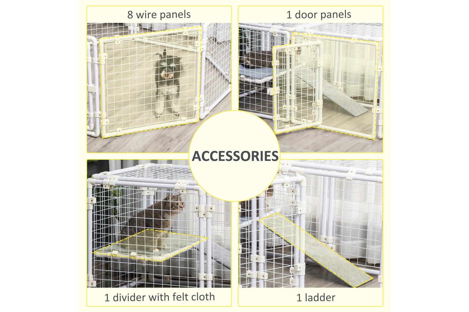 PawHut D51-322 Large Bunny Cage with Door | 9 Pieces-5