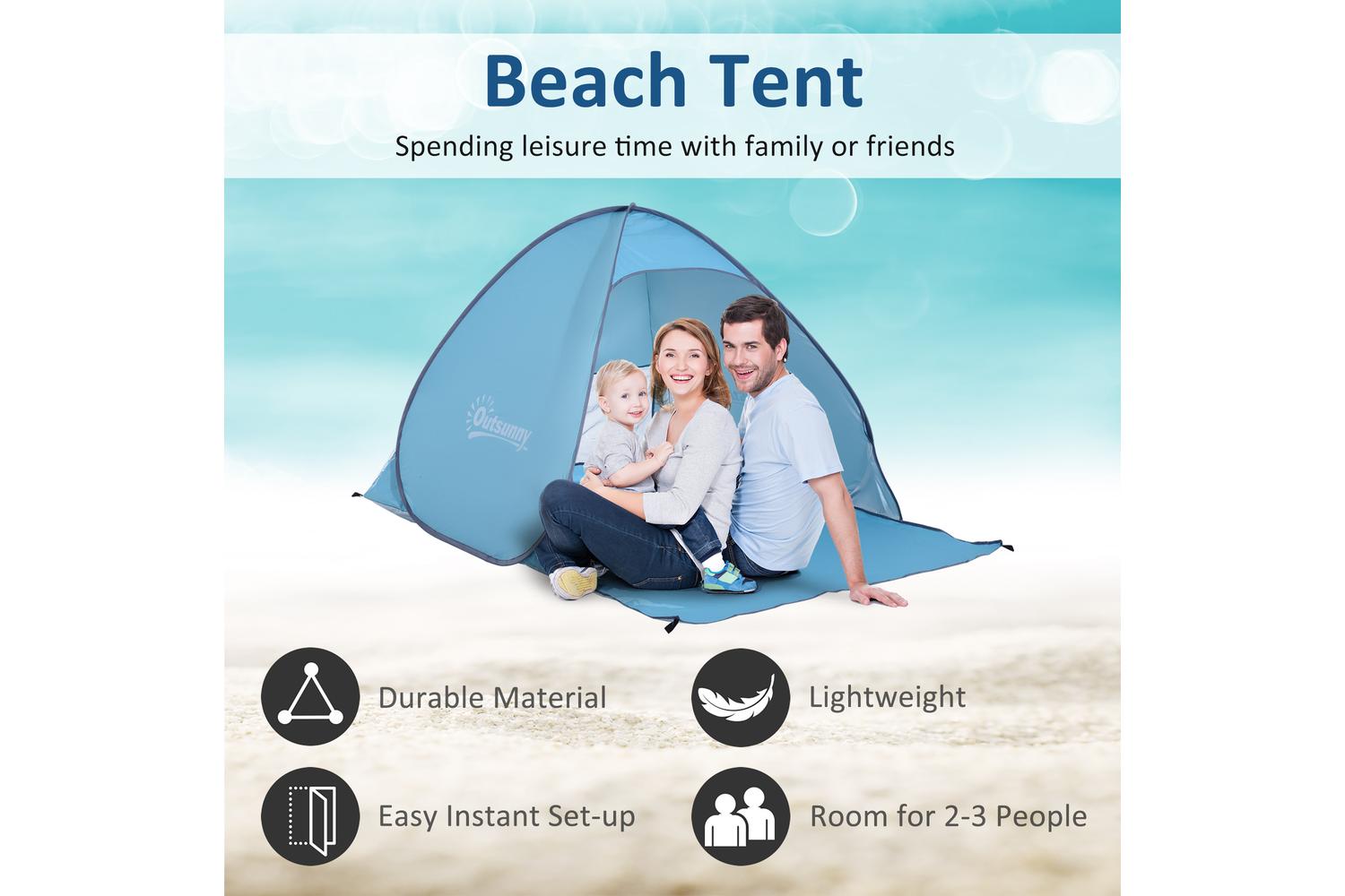 Outsunny 2 Person Pop Up UV Shelter | Shade Blue-3