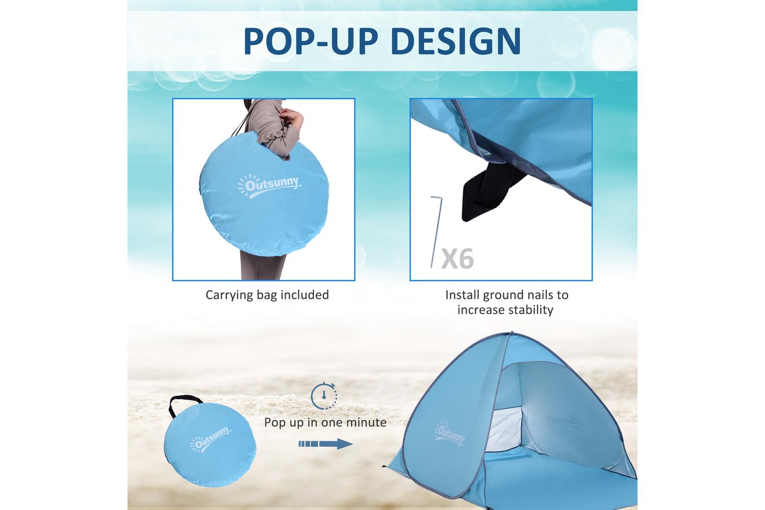 Outsunny 2 Person Pop Up UV Shelter | Shade Blue-4