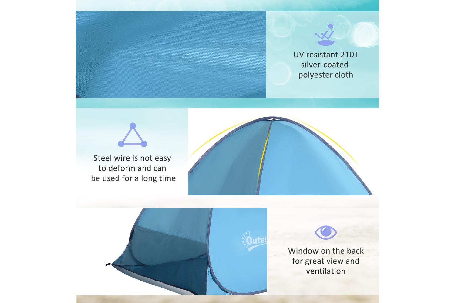 Outsunny 2 Person Pop Up UV Shelter | Shade Blue-5