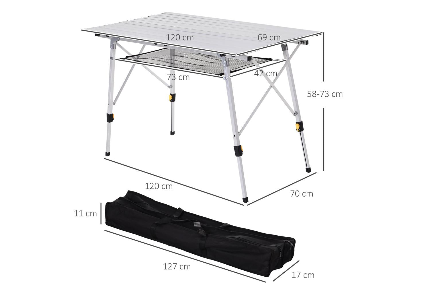 Outsunny Portable Outdoor BBQ Picnic Table with Mesh Tier | Silver-2