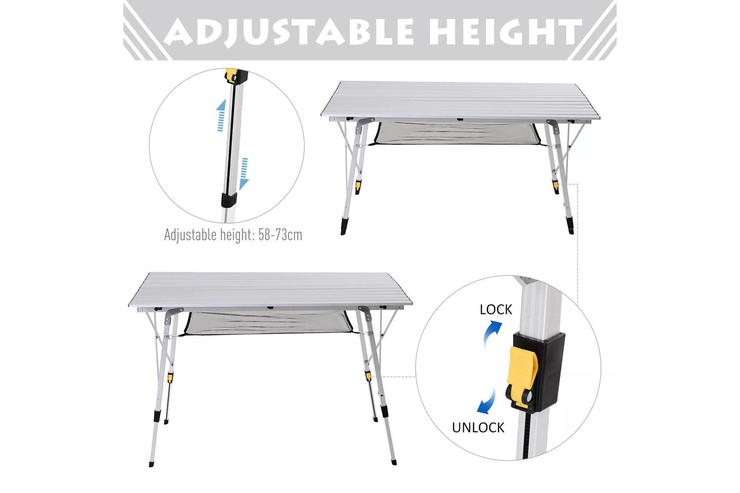Outsunny Portable Outdoor BBQ Picnic Table with Mesh Tier | Silver-4