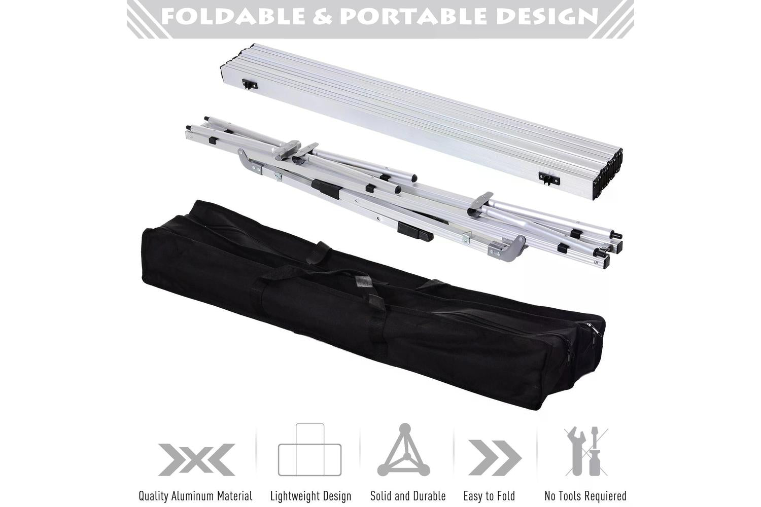 Outsunny Portable Outdoor BBQ Picnic Table with Mesh Tier | Silver-5