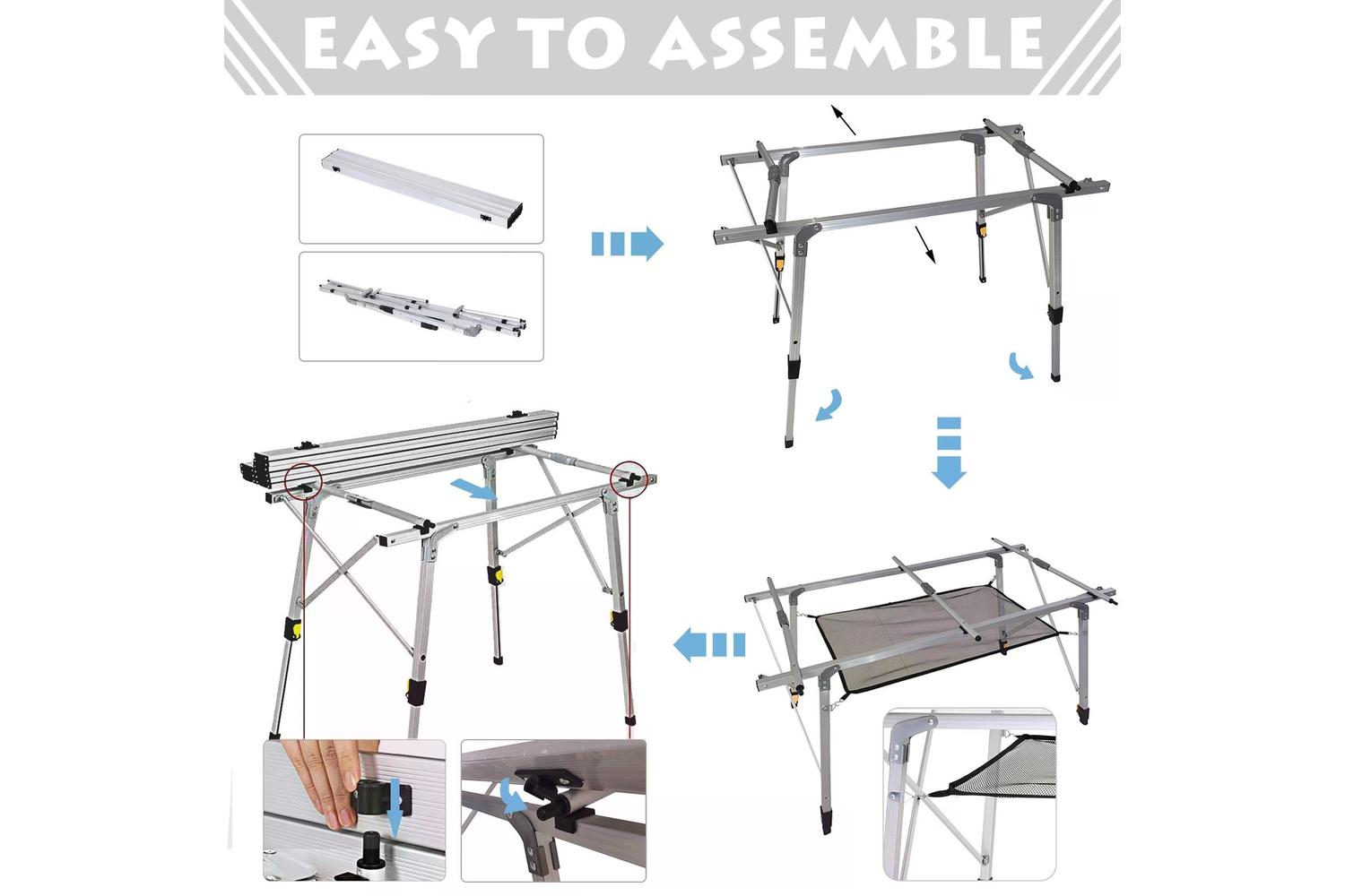 Outsunny Portable Outdoor BBQ Picnic Table with Mesh Tier | Silver-6
