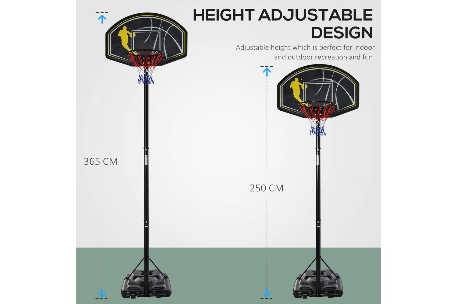 Homcom Portable Basketball Stand with Wheels | Black-3
