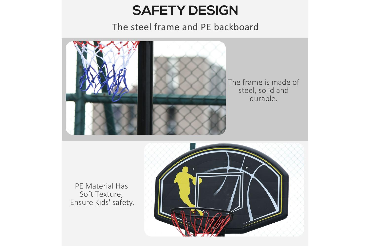Homcom Portable Basketball Stand with Wheels | Black-4