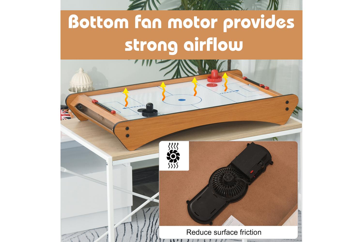 Homcom ABS Plastic Mini Air Hockey Table | Brown-3