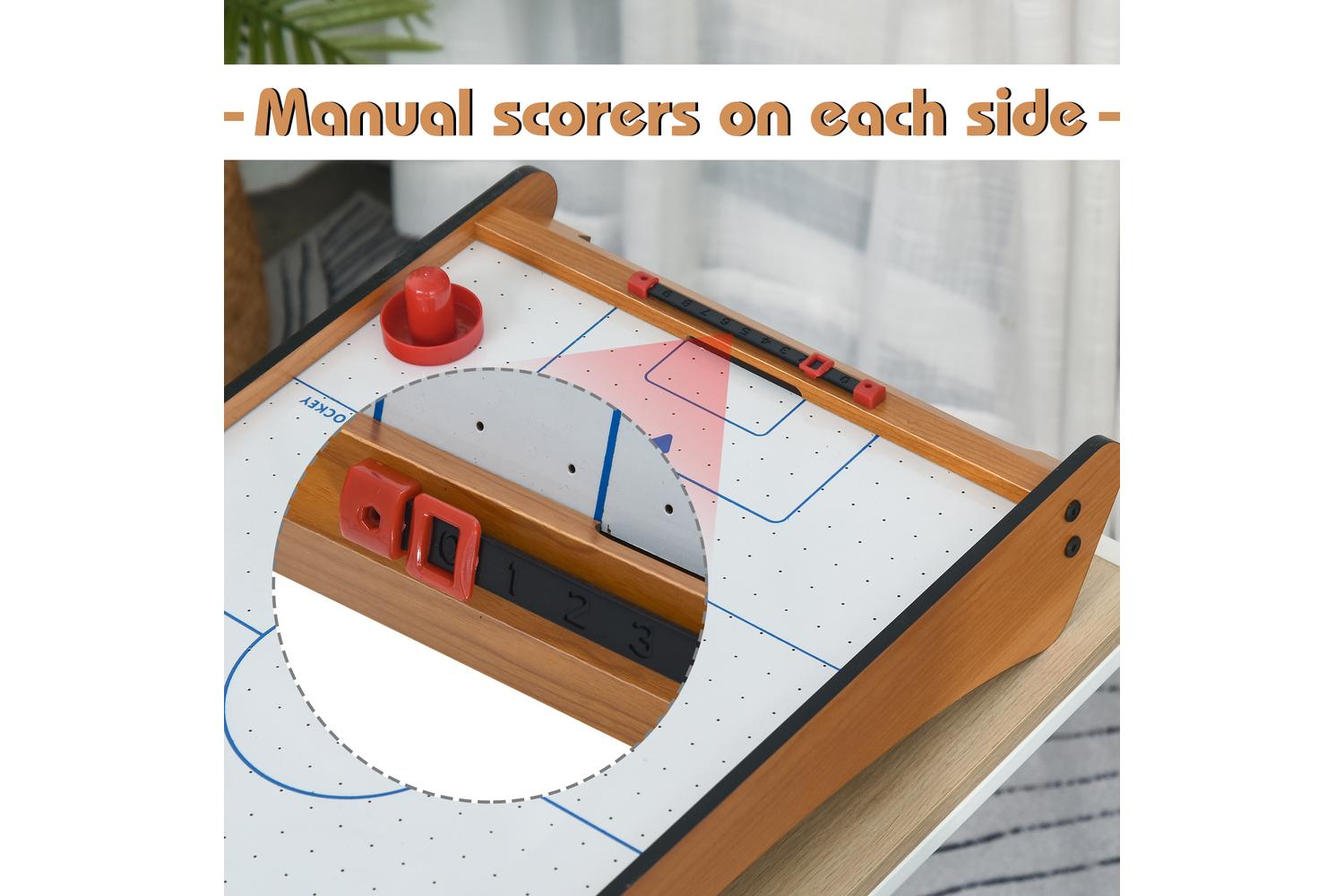 Homcom ABS Plastic Mini Air Hockey Table | Brown-4