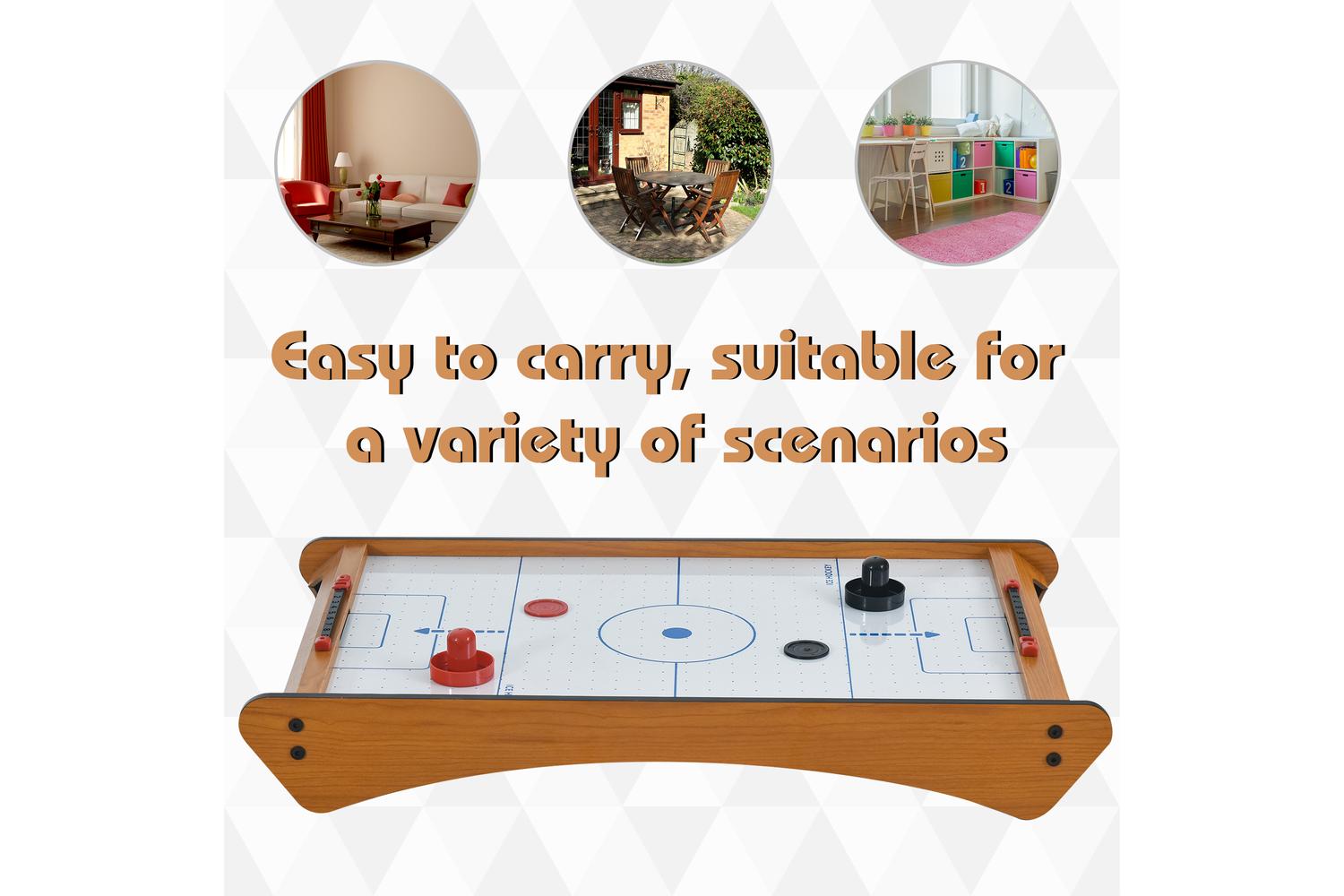 Homcom ABS Plastic Mini Air Hockey Table | Brown-5